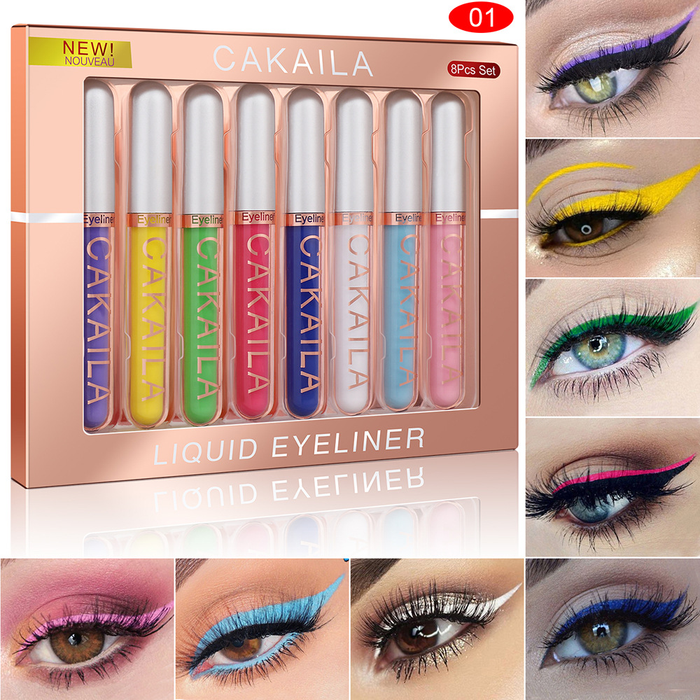 Waterproof Liquid Eyeliner Pen - Ensemble de stylos Eyeliner imperméables, 8