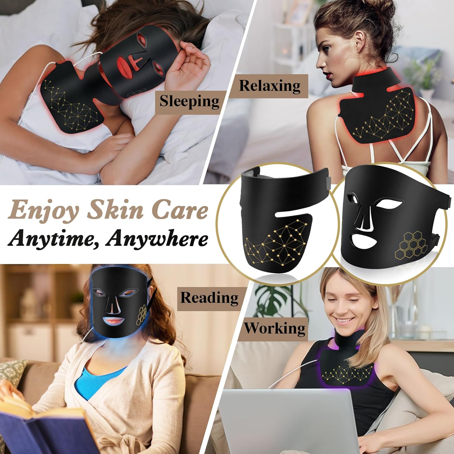 Masque LED Silicone 2-en-1 ave - Led Light Therapy Face Mask avis et prix